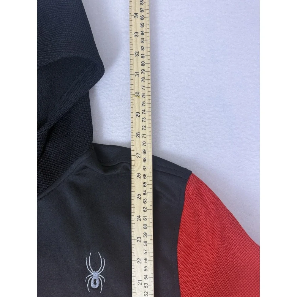 Spyder Men's 1/4 Zip Waffle Knit Hoodie Red/Black Performance Pullover Large NWT